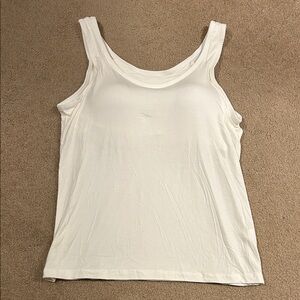 Women's molded built in bra stretch White Tank Top